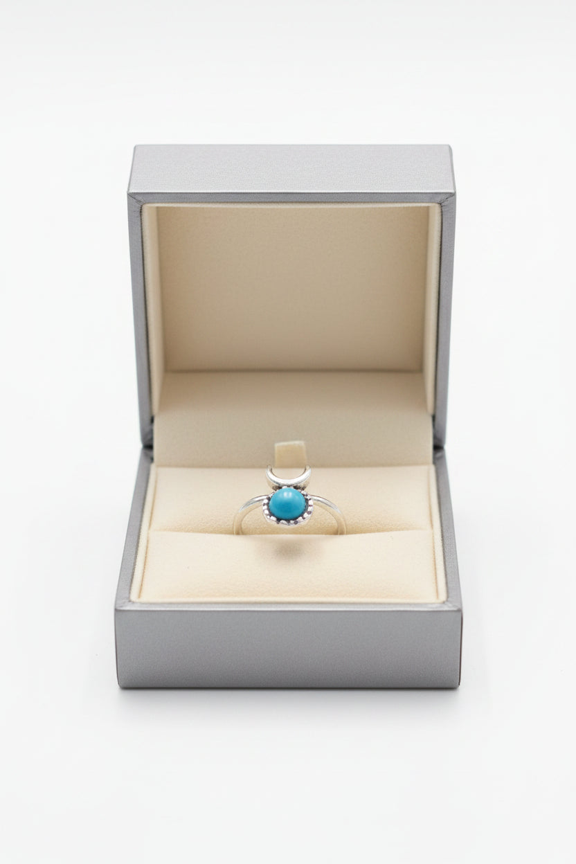 Ring - Blue Turquoise - Silver Tone Southwestern Style