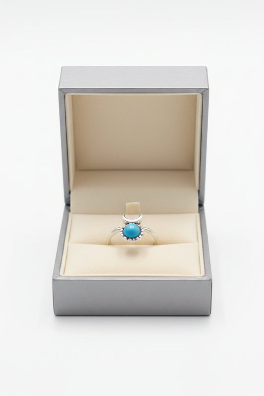 Ring - Blue Turquoise - Silver Tone Southwestern Style