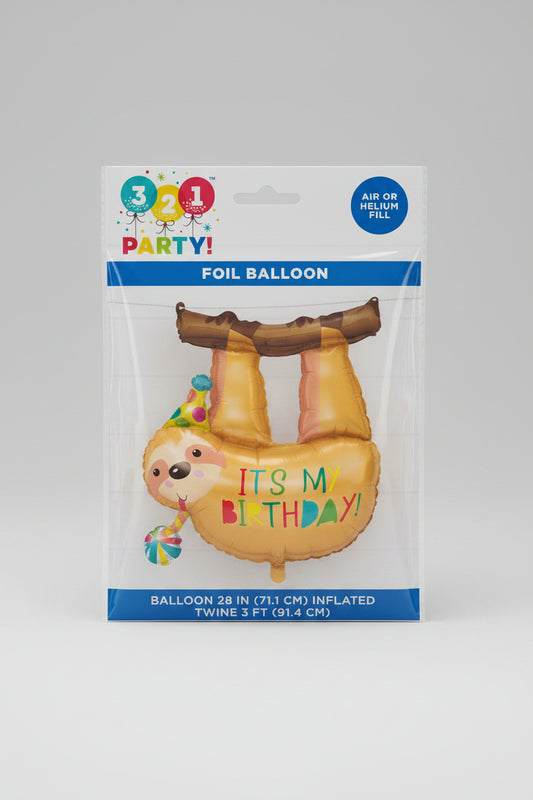 Foil Balloon - Sloth - It's My Birthday