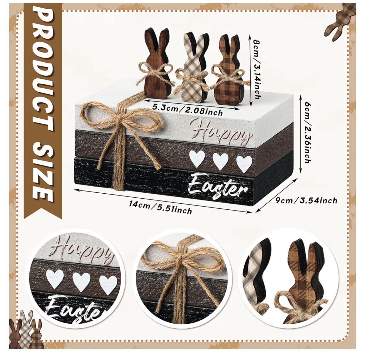 Home Decor - Happy Easter Tiered Tray with Bunnies - Burbel