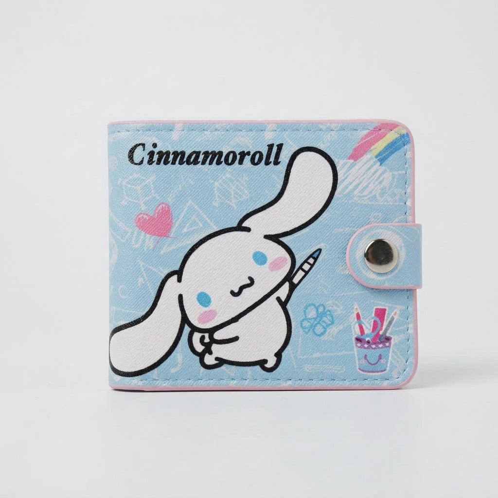 Wallet - Sanrio - Cinnamoroll - Light Blue with Faux Pink Leather Interior - Snap Closure