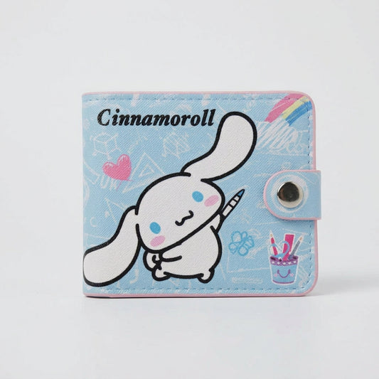 Wallet - Sanrio - Cinnamoroll - Light Blue with Faux Pink Leather Interior - Snap Closure