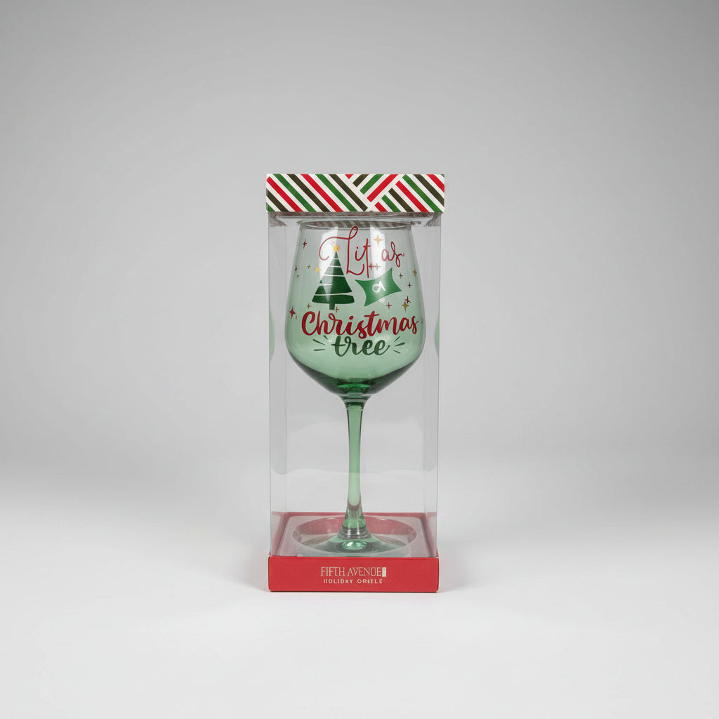 Holiday Goblet - 5th Avenue - "Lit As a Christmas Tree" - 15 Ounces