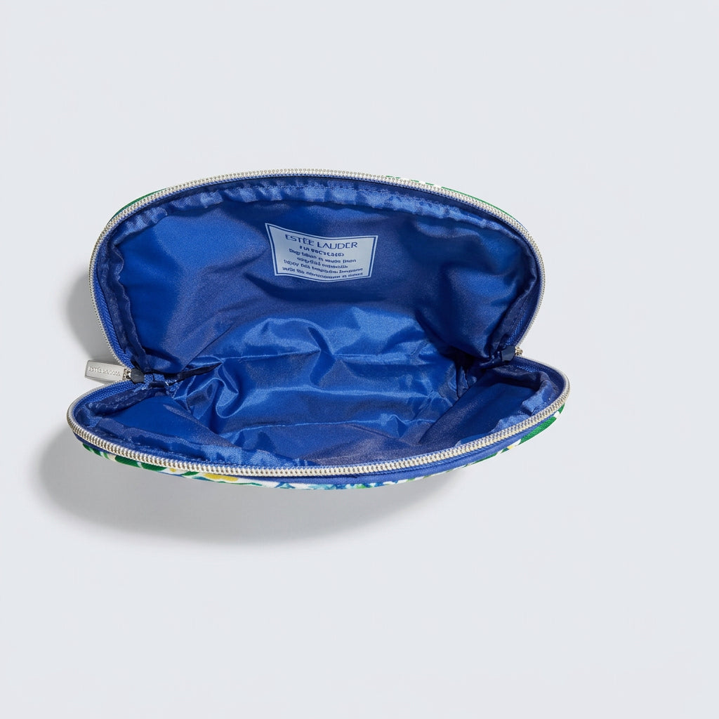 Cosmetic Bag - Estee Lauder - Blue Floral & Songbird - Chinese Inspired