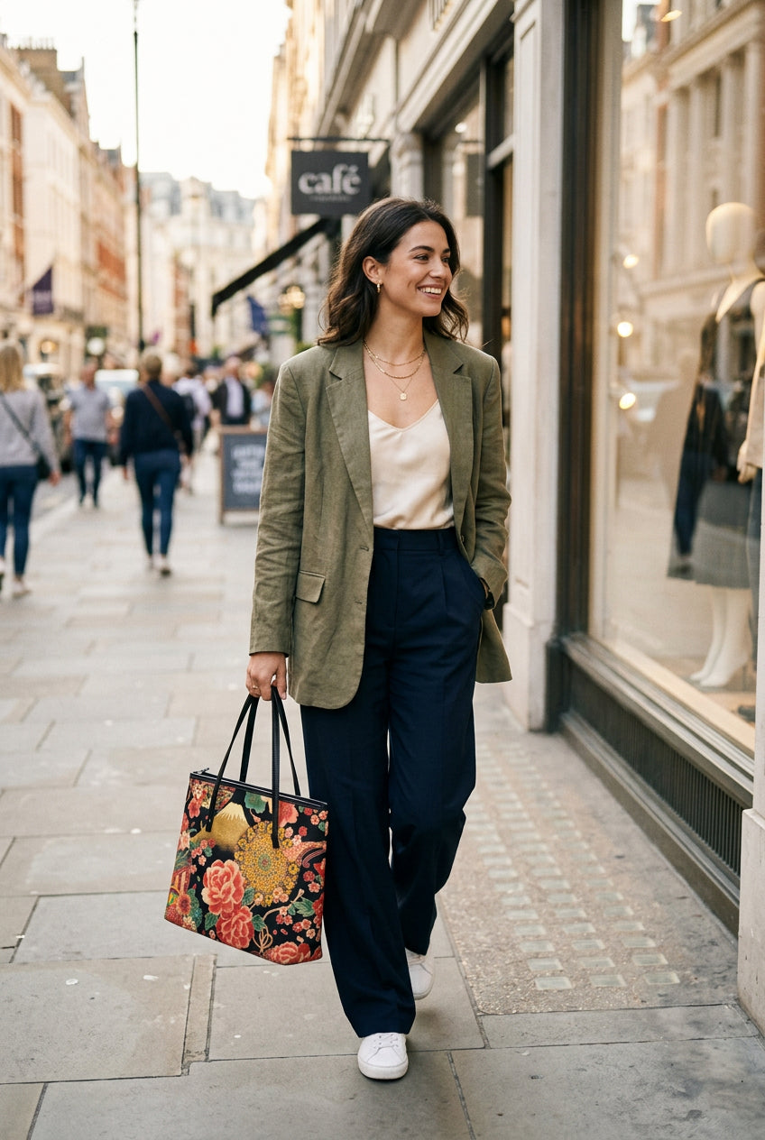 Handbag - Striking - Japanese-inspired - Zippered Tote