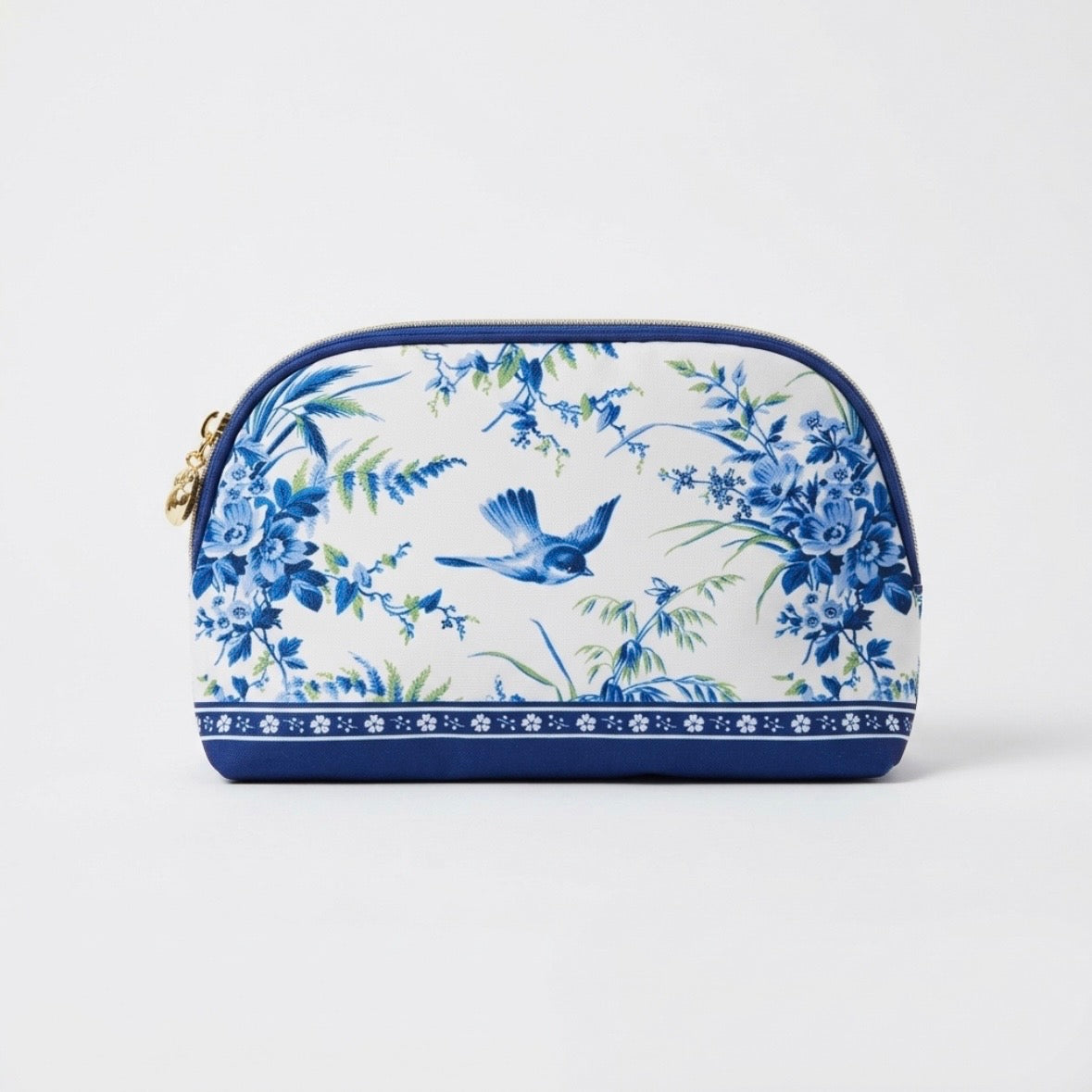 Cosmetic Bag - Estee Lauder - Blue Floral & Songbird - Chinese Inspired