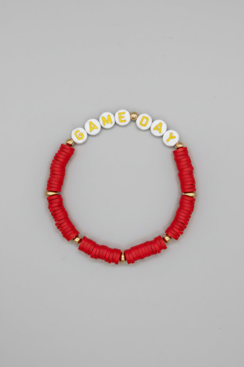 Bracelets - Stackable Red and White Game Day - Set of Seven