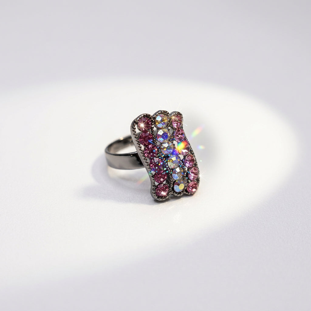 Rings - Paparazzi - "Pampered Pattern" Pink & Clear Rhinestones - Adjustable Size