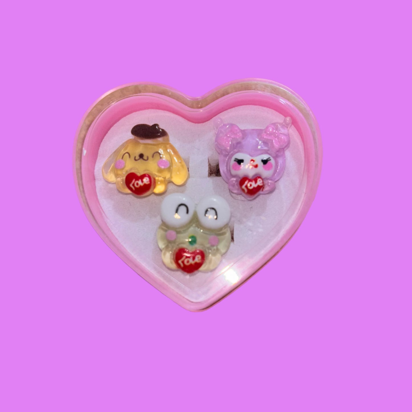 Children's Rings - Sanrio - Set of 3 - Pompompurin, Kuromi and Keroppi