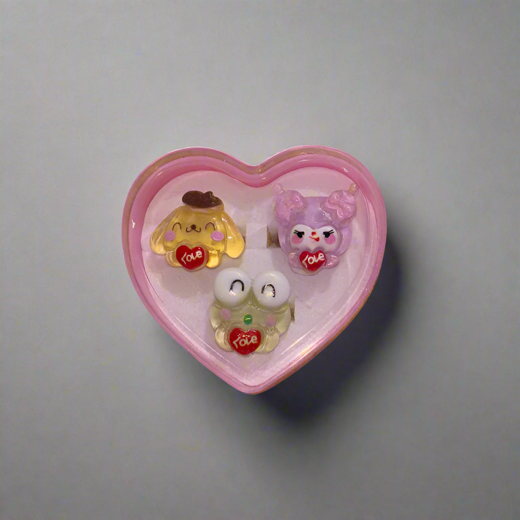 Children's Rings - Sanrio - Set of 3 - Pompompurin, Kuromi and Keroppi
