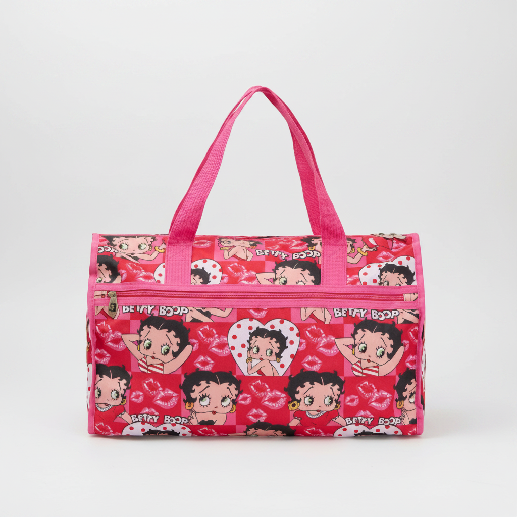Duffle Bag - Betty Boop Print - Pink Canvas