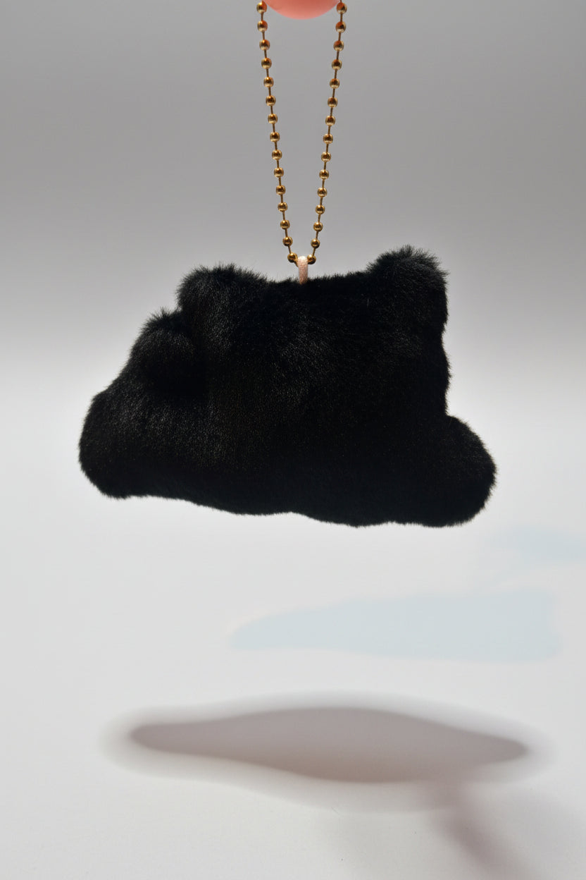 Purse Charm - Fluffy Black Cat