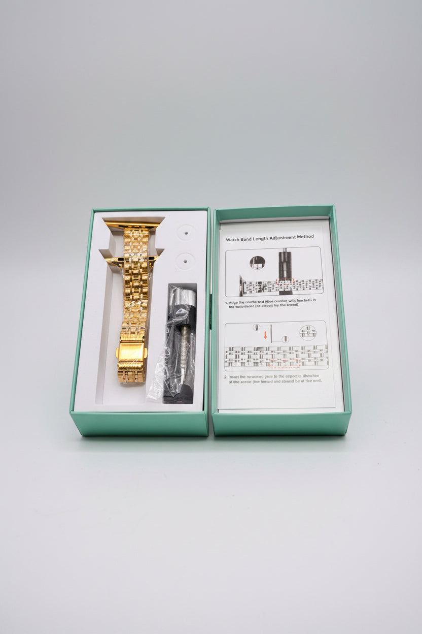 Smartwatch Wristband - Stainless Steel Gold Tone Band Compatible with Apple Watch Models