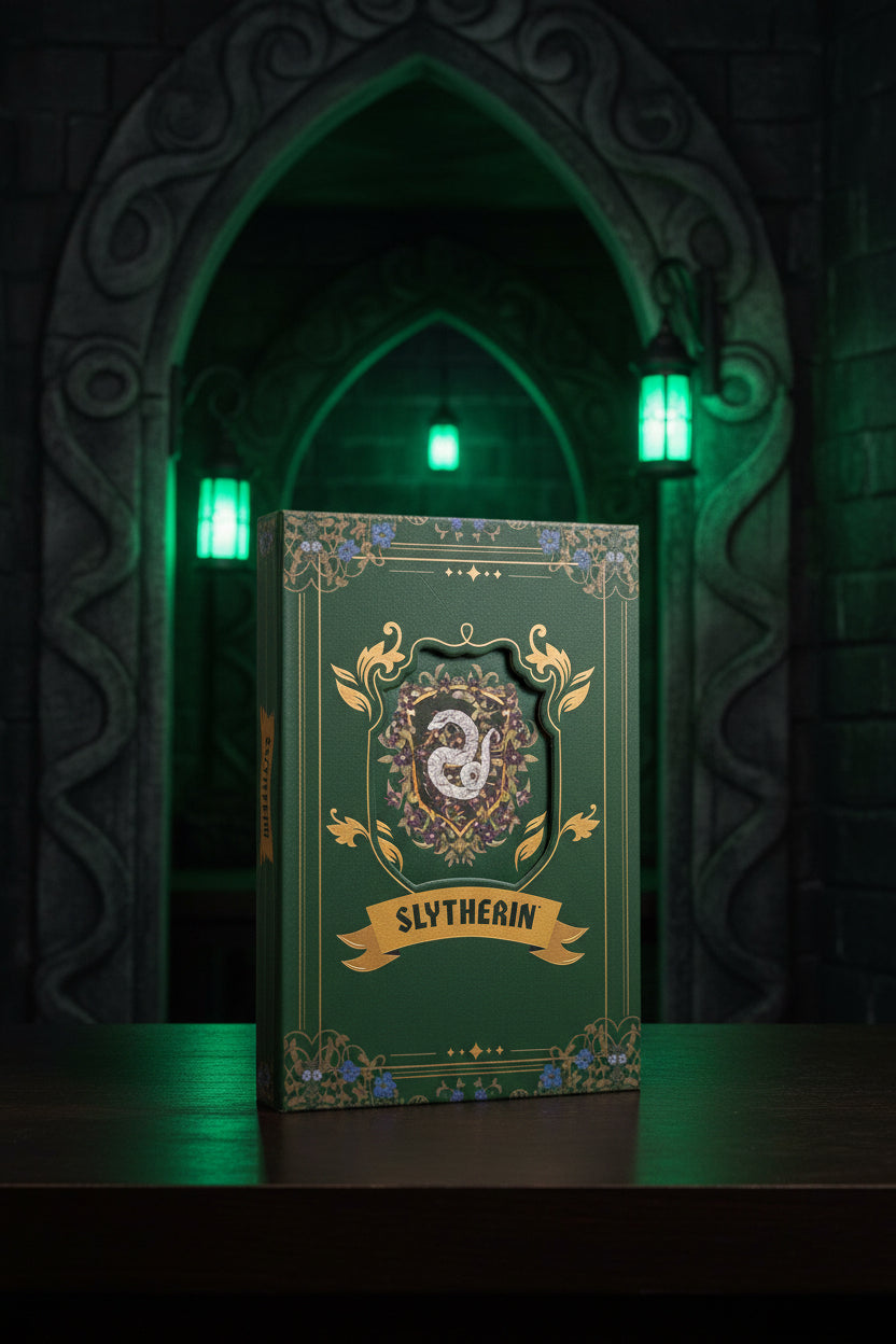 Journal Notebook - Harry Potter - Slytherin - House Pride - Illustrated - Trifold - Magnetic Closure