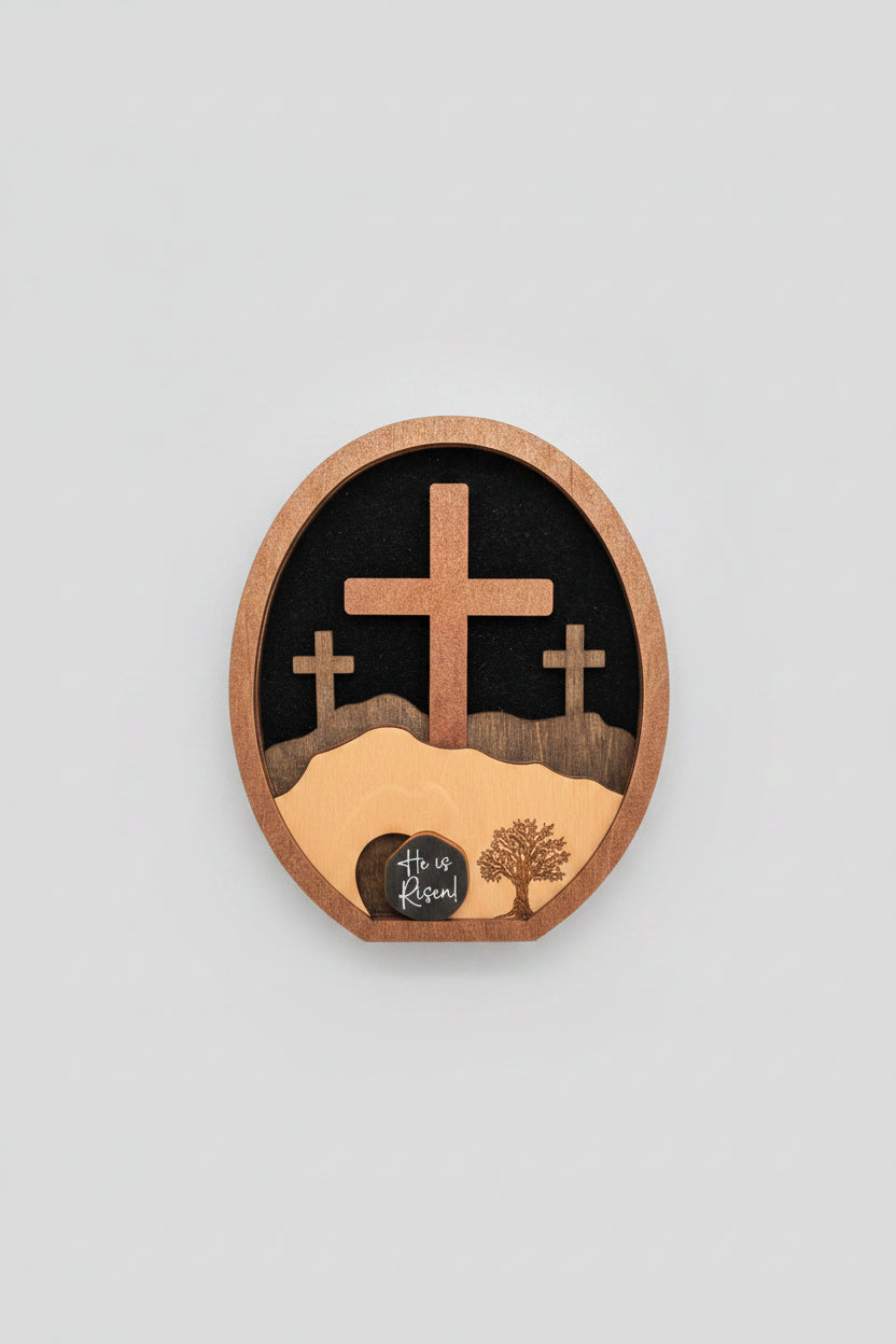 Easter Decoration - "He is Risen" - Resurrection Scene Empty Tomb - Christian Table Decoration