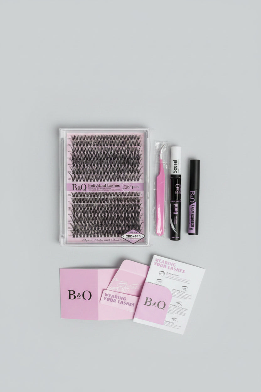 Individual Eyelash Kit - Lashes, Tweezers, Bond & Seal - Remover