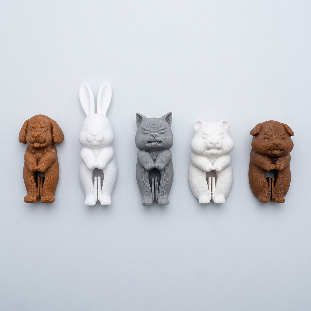 Back Clips - 3D - Cute Animal Figures - Set of 5
