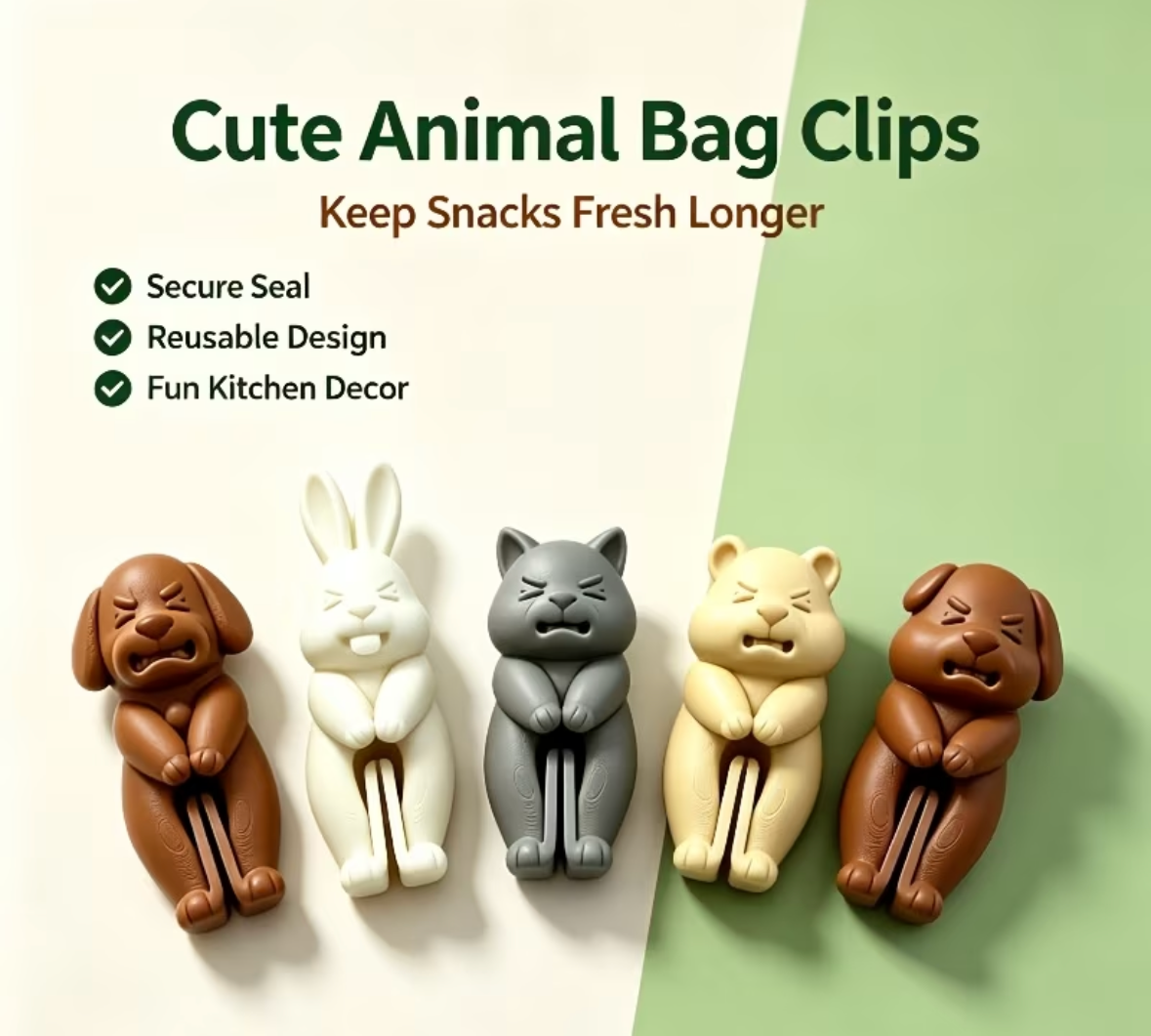 Back Clips - 3D - Cute Animal Figures - Set of 5