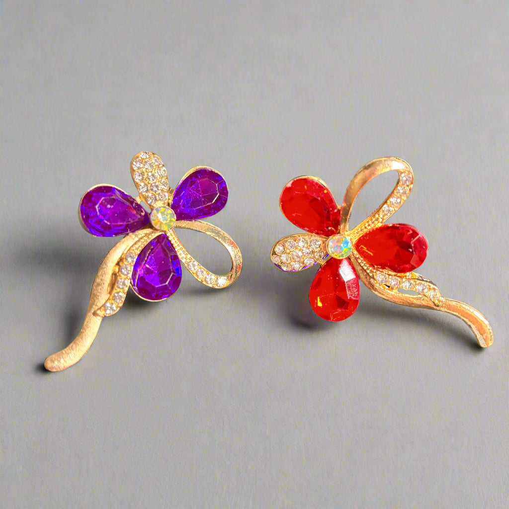 Brooch - 3 Petals for You Red or Purple
