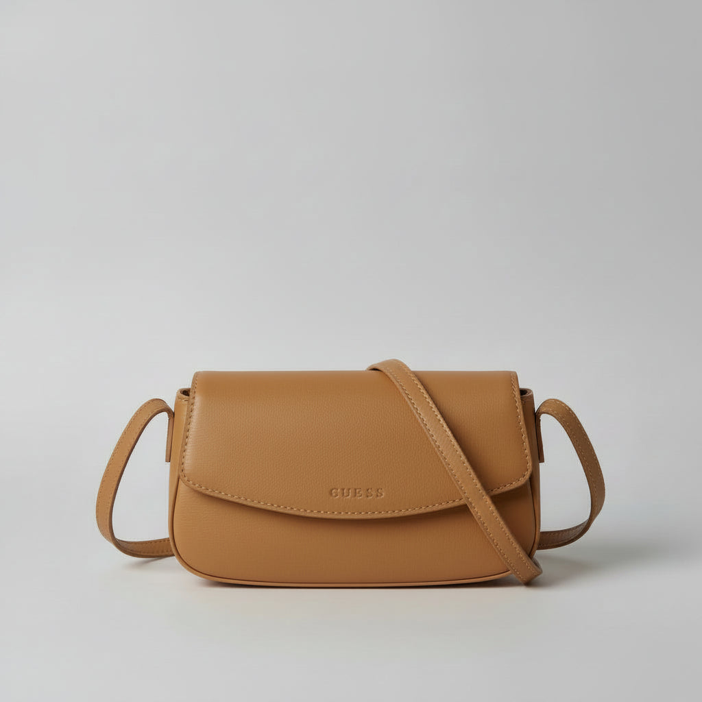 Handbag - Vintage - GUESS - Beige Leather Demi Shoulder Bag