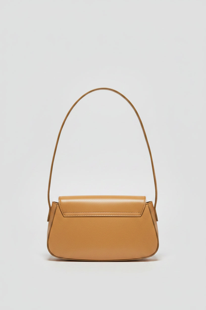 Handbag - Vintage - GUESS - Beige Leather Demi Shoulder Bag