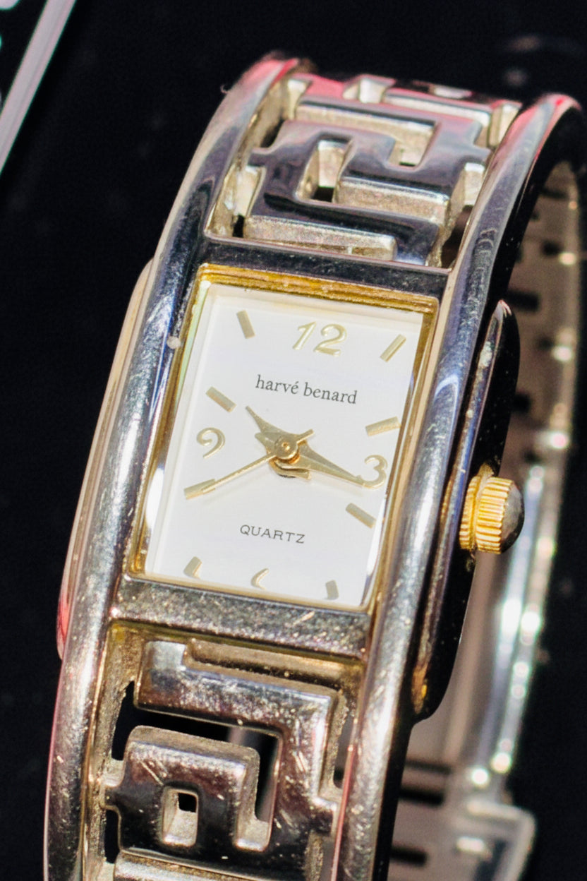 Watch - Vintage Harvé Benard Two-Tone Greek Key Bangle
