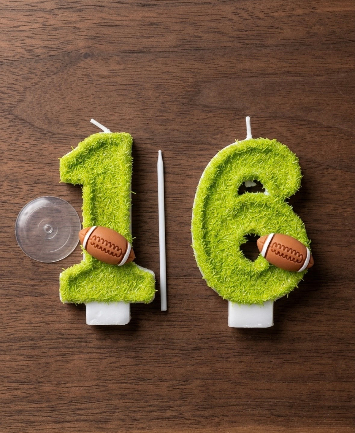 Number Candles - "1" and "6" with Grass and Football