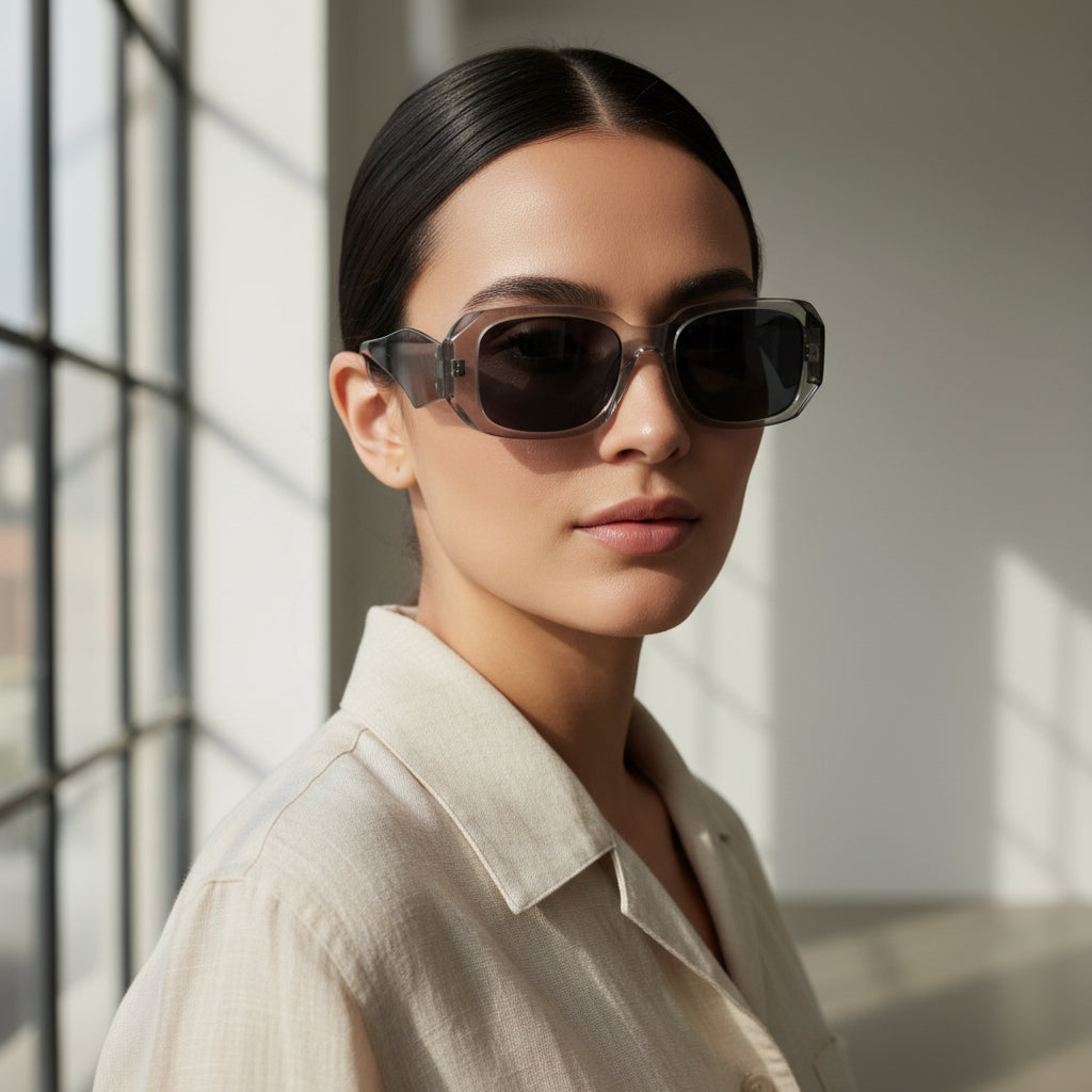 Sunglasses - Translucent Gray - Rectangular