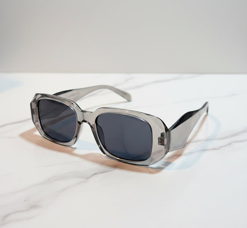 Sunglasses - Translucent Gray - Rectangular