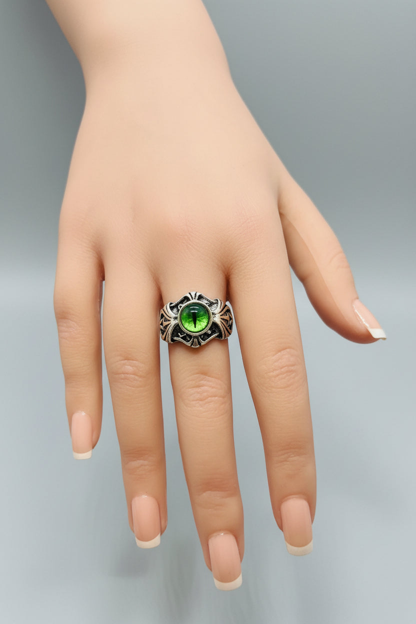 Ring - Green Dragon or Demon Eye - Open Ended - Size 9.5