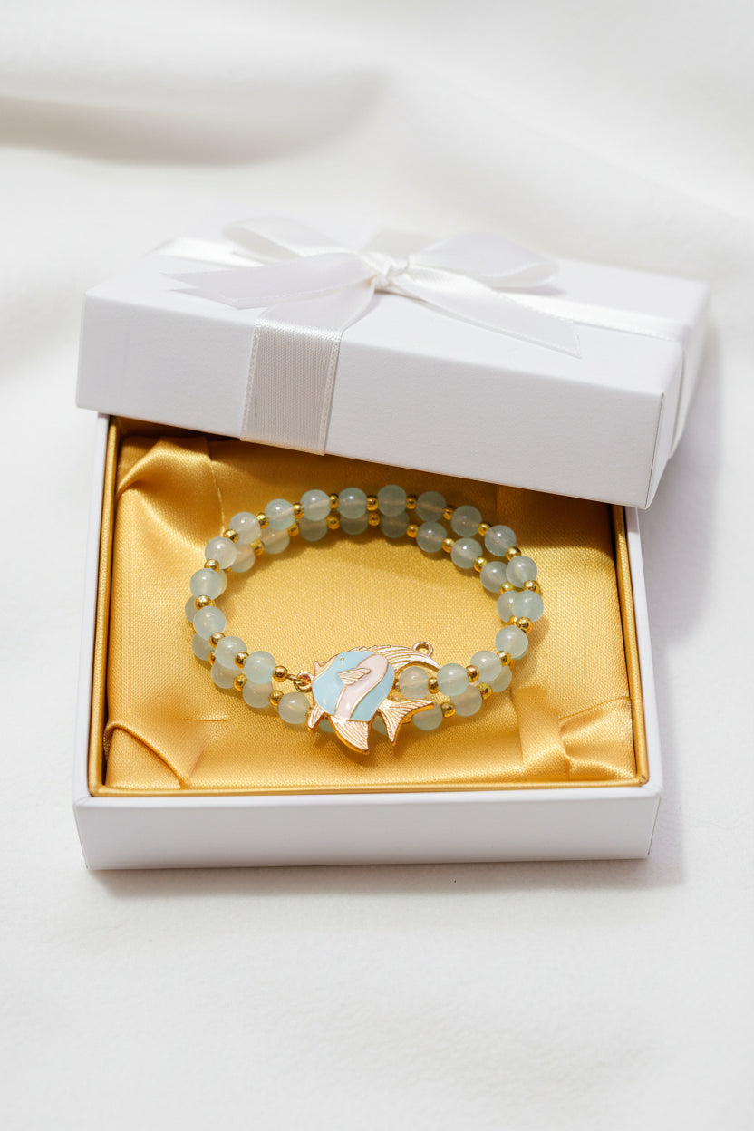 Bracelet - Beach Themed - Stretch Charm - Seafoam Colored