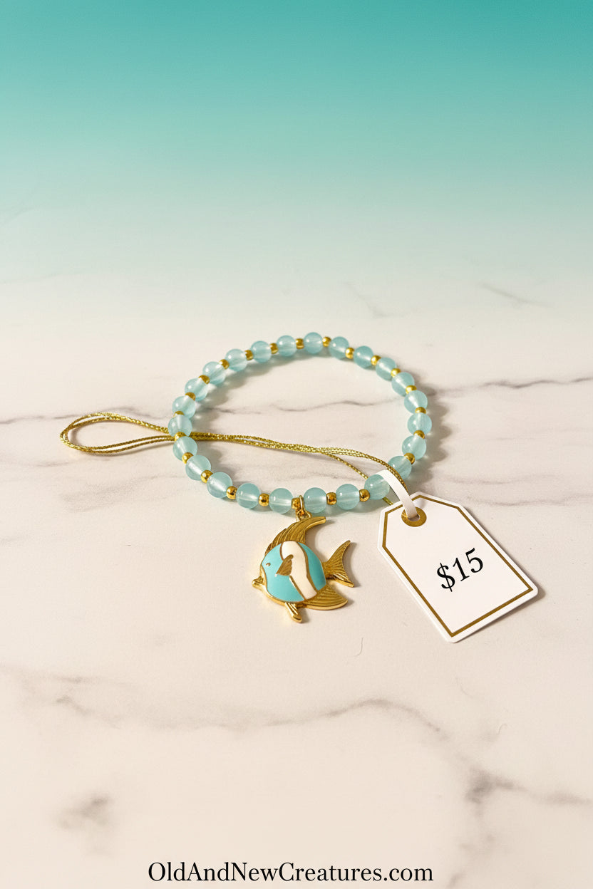 Bracelet - Beach Themed - Stretch Charm - Seafoam Colored