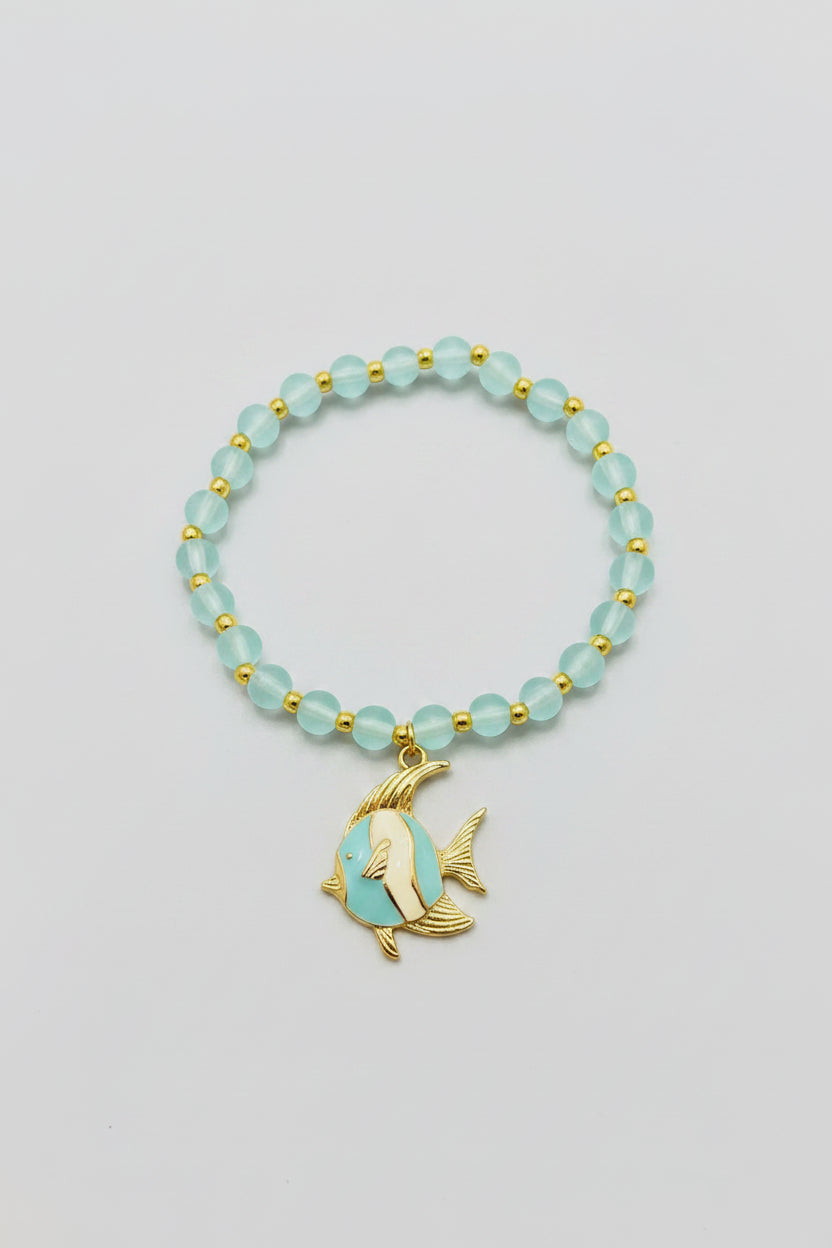 Bracelet - Beach Themed - Stretch Charm - Seafoam Colored
