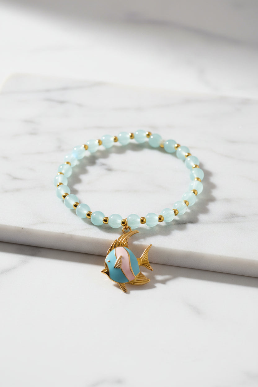 Bracelet - Beach Themed - Stretch Charm - Seafoam Colored