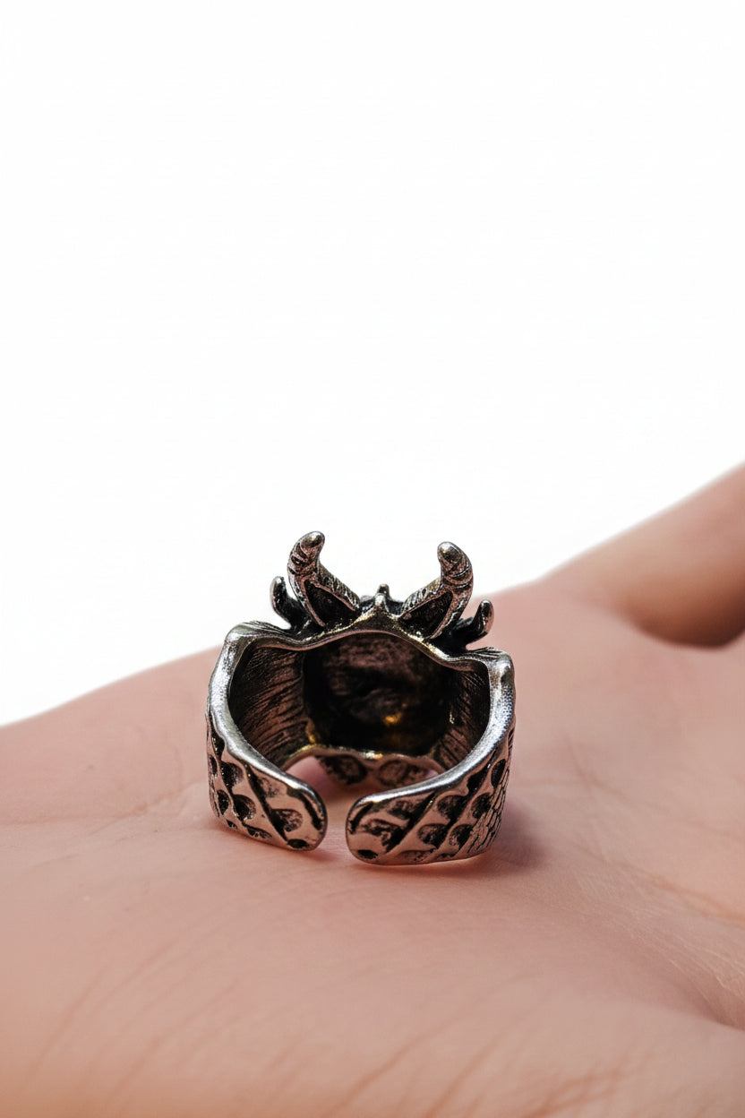 Ring - Dragon Head with Blue Enamel Eyes - Size 8