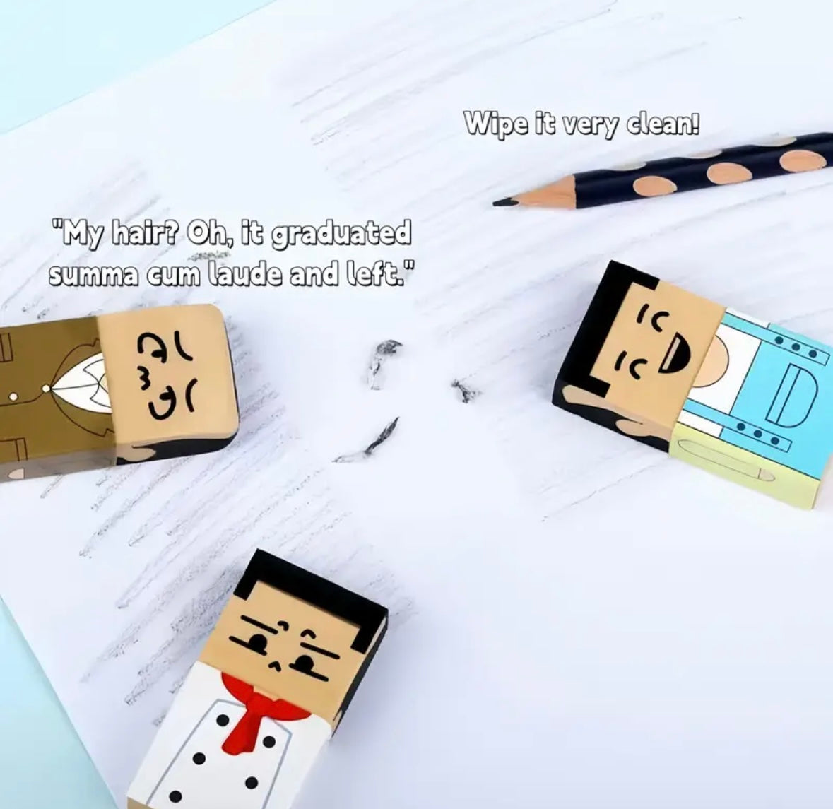 Erasers - Quirky Bald Man Novelty