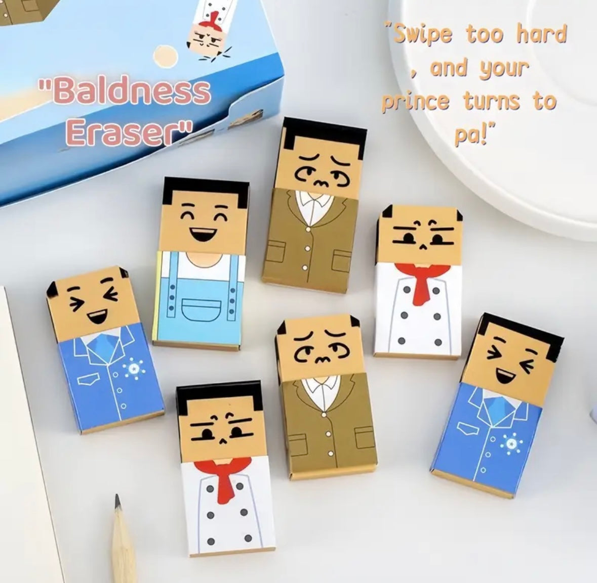 Erasers - Quirky Bald Man Novelty