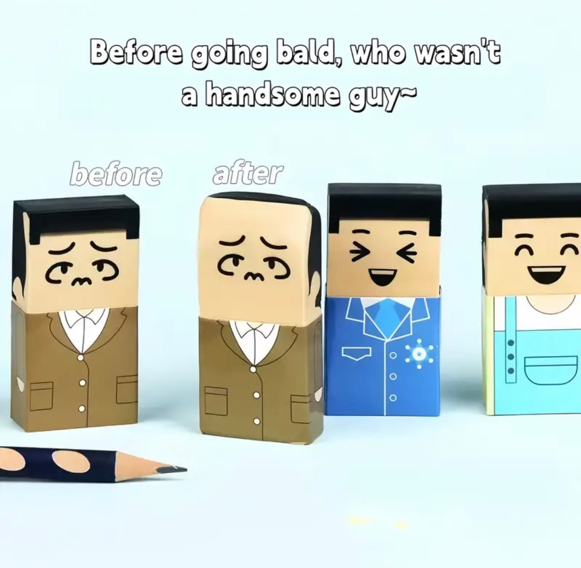 Erasers - Quirky Bald Man Novelty