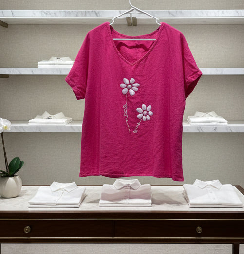 Women's Hot Pink Floral Blouse