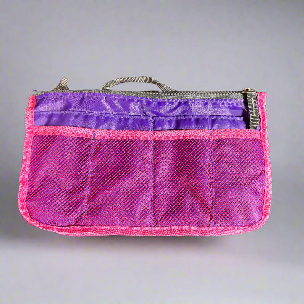 Bag - Retro Look Vinyl Organizer -  Purple and Pink