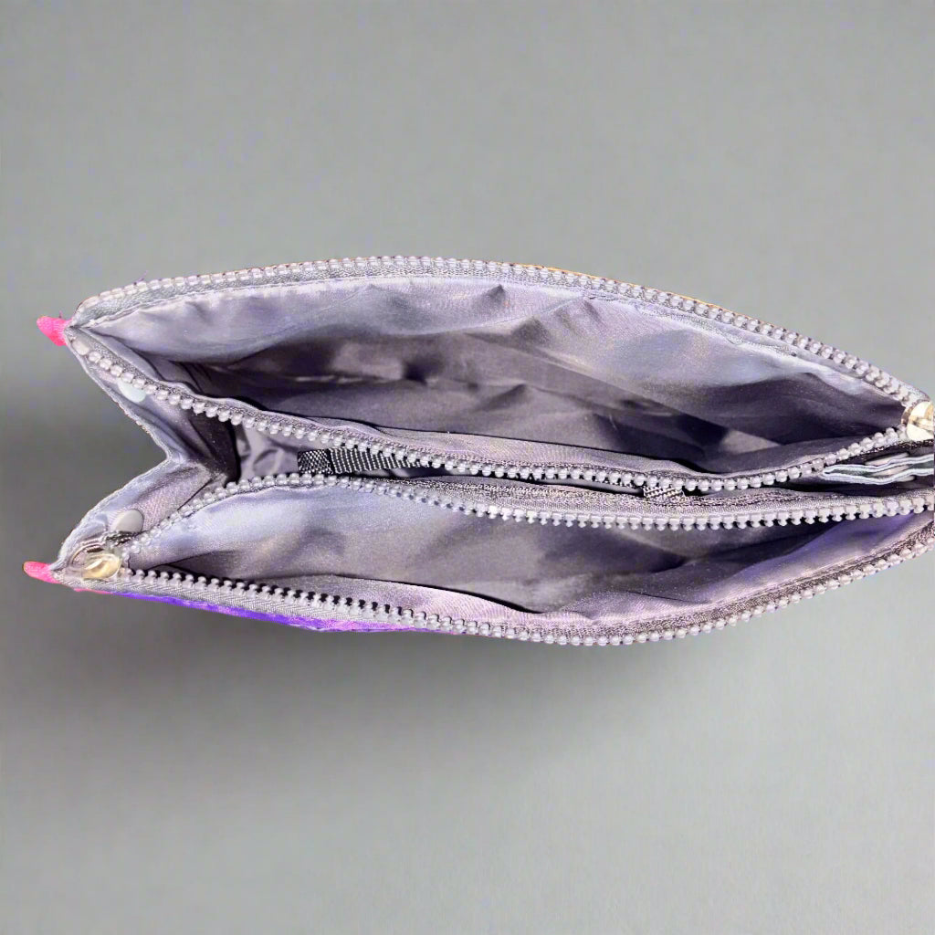 Bag - Retro Look Vinyl Organizer -  Purple and Pink