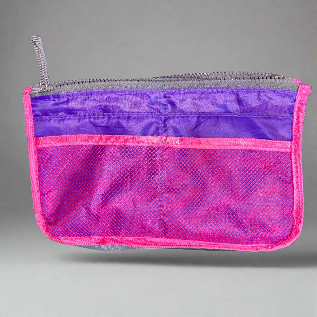 Bag - Retro Look Vinyl Organizer -  Purple and Pink