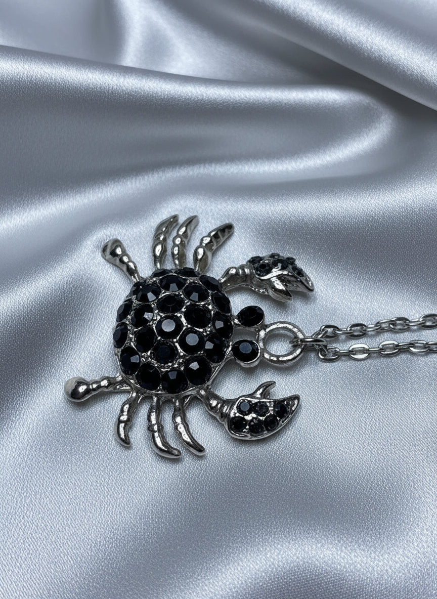 Necklace - Rhinestone Crab Pendant
