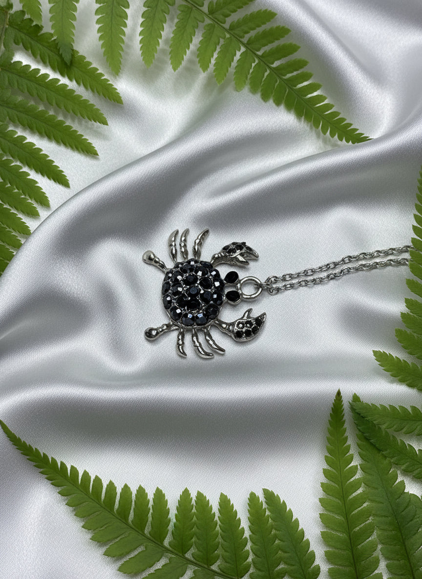 Necklace - Rhinestone Crab Pendant
