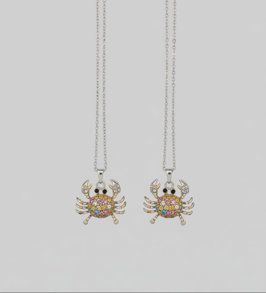 Necklace - Rhinestone Crab Pendant