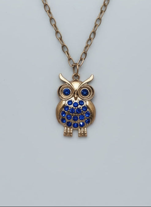 Necklace - Rhinestone Owl Pendant