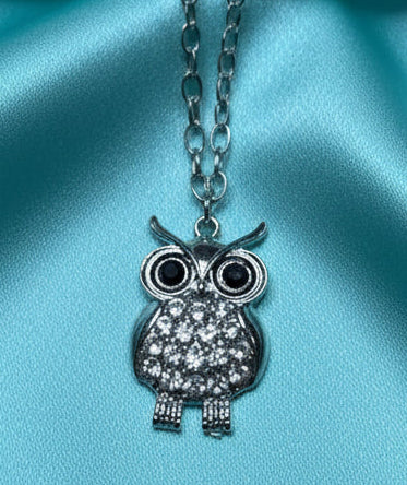 Necklace - Rhinestone Owl Pendant