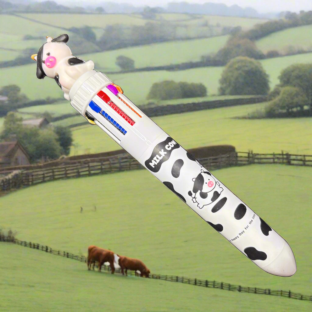 Pen - 10 Color Ball Point - Milk Cow