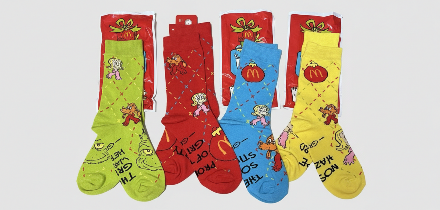 Limited Edition - McDonald's Grinch Meal Themed Socks