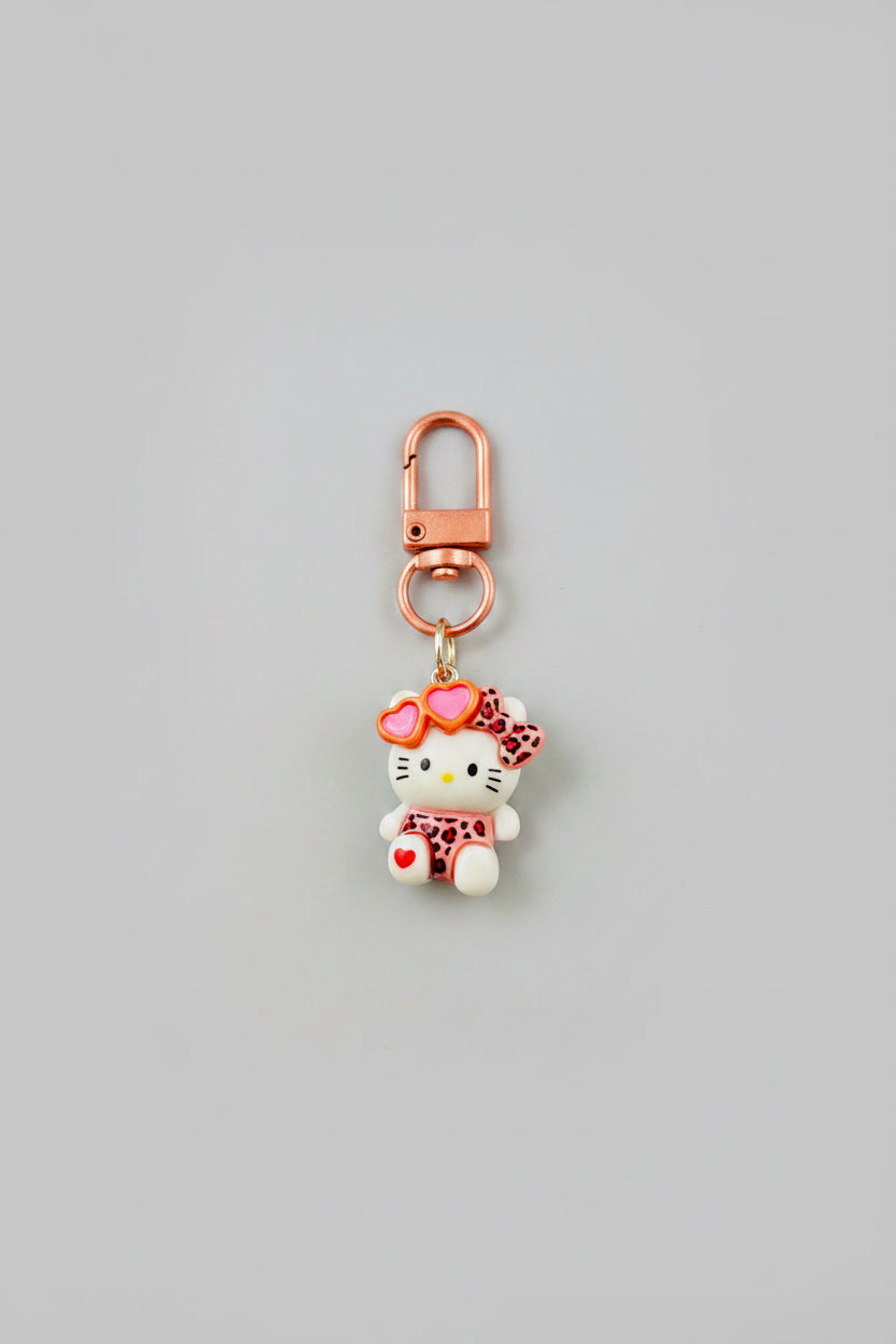 Keychain - Zipper Pull Charm - Hello Kitty with Leopard Outfit - Bag Charm - #1064